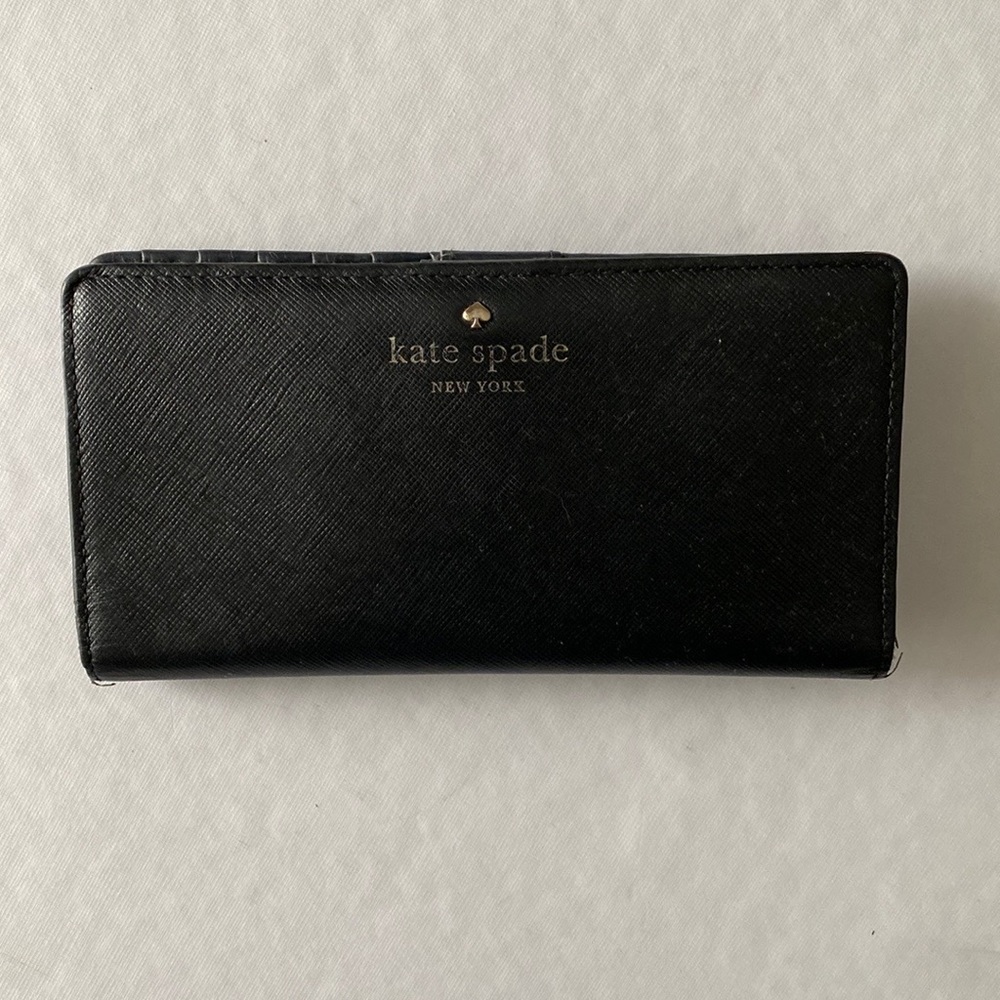 🖤✨BLACK AND GOLD KATE SPADE LEATHER LONG WALLET CARD HOLDER🖤✨